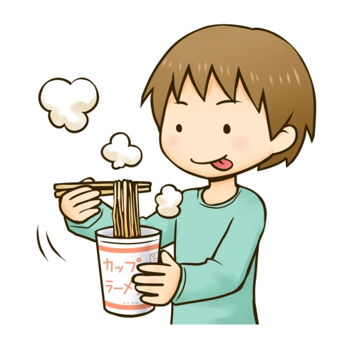 カップ麺を食べる男の子のイラスト 無料イラストのimt 商用ok 加工ok