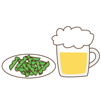 ビールと枝豆のおいしそうなイラスト