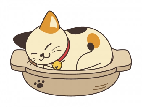 鍋に猫が入っている鍋猫のイラスト