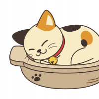 鍋に猫が入っている鍋猫のイラスト
