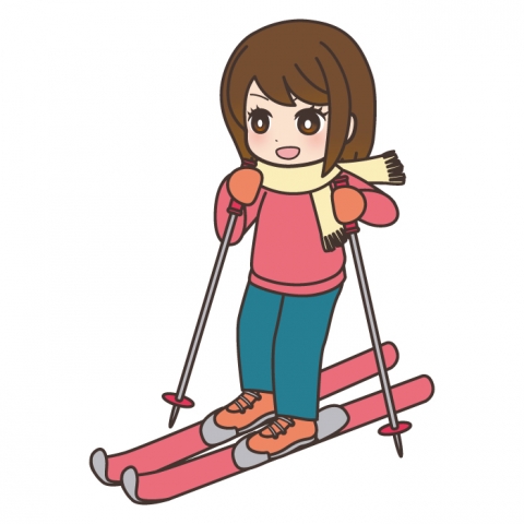 スキーをしている女の子のイラスト 無料イラストのimt 商用ok 加工ok