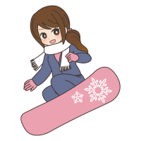 スノーボードでジャンプしている女性のイラスト
