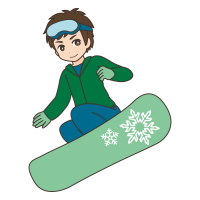 スノーボードでジャンプしている男性のイラスト