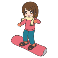 スノーボードをする女の子のイラスト