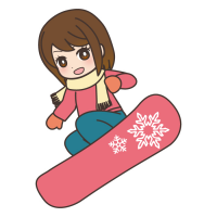 スノーボードでジャンプしている女の子のイラスト