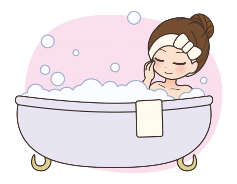 入浴中の女性のイラスト