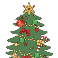 クリスマスカードに使えるXmasツリーのイラスト
