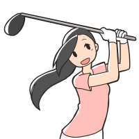 ゴルフをする女性のイラスト