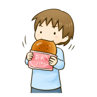 菓子パンを食べる男の子のイラスト