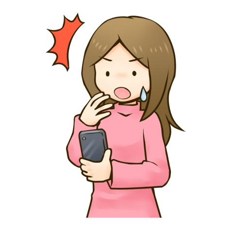 スマホを見てびっくりする女性のイラスト 無料イラストのimt 商用ok 加工ok