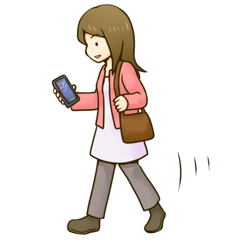 女性の歩きスマホのイラスト 無料イラストのimt 商用ok 加工ok