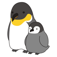 ペンギンの親子のイラスト