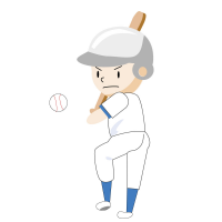 バットを振ろうと野球をしている男の子のイラスト