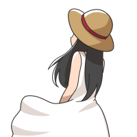 麦わら帽子の少女（後ろ姿）のイラスト