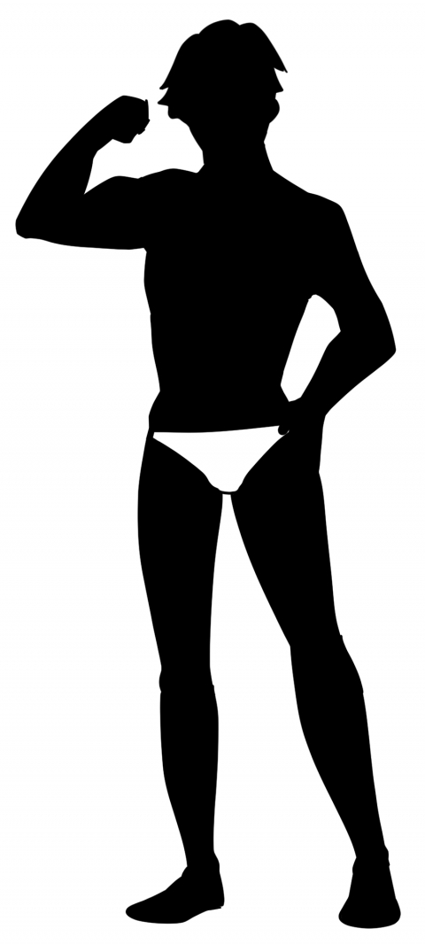 水着姿のセクシーな男性（シルエット）のイラスト
