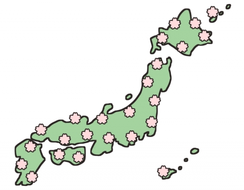 さくら咲く日本列島のイラスト