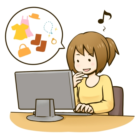 ネットショッピングをする女性のイラスト 無料イラストのimt 商用ok 加工ok