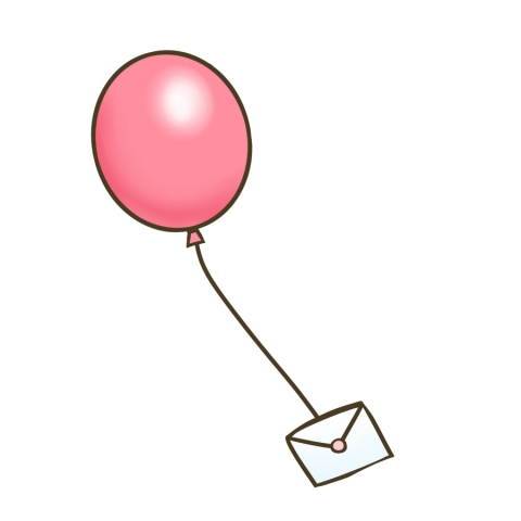 手紙のついた風船が飛んでいるイラスト 無料イラストのimt 商用ok 加工ok
