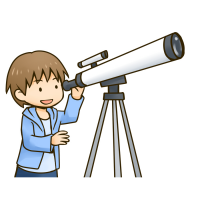 望遠鏡をのぞく男の子のイラスト