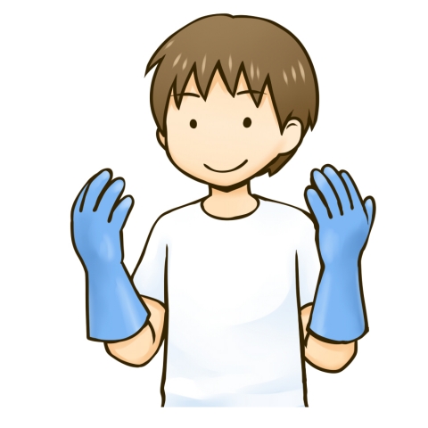 ゴム手袋を着用した男性のイラスト