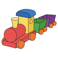 おもちゃの木の列車（汽車）のイラスト