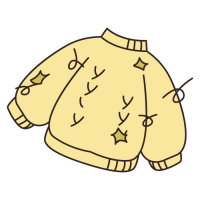 ボロボロになった淡い色のセーターのイラスト