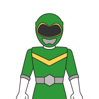 戦隊ヒーローのフィギュア（グリーン・緑）のイラスト