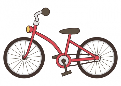 赤い自転車が１台置いてあるイラスト