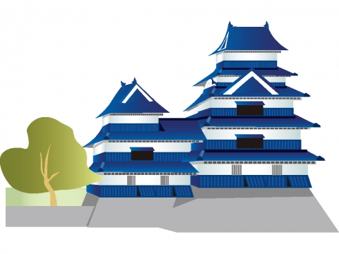 長野県 松本城のイラスト