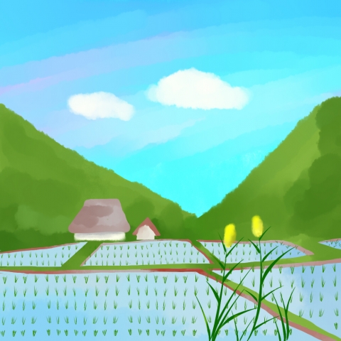 田園風景のイラスト