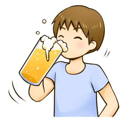 ジョッキでビールを飲む男性のイラスト