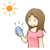 日焼け止めで紫外線対策する女性のイラスト