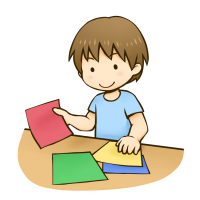 折り紙を選ぶ男の子のイラスト