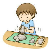 粘土遊びをする男の子のイラスト