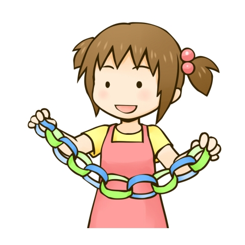 輪かざりを作る女の子のイラスト