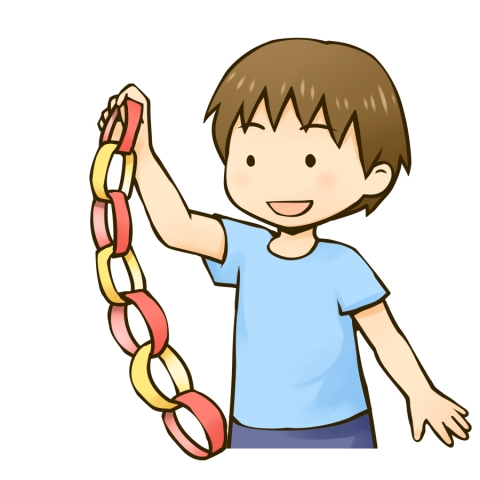 輪かざりを作る男の子のイラスト