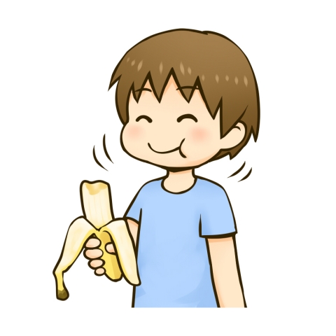 バナナを食べる男の子のイラスト