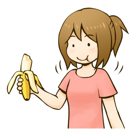 バナナを食べる女性のイラスト 無料イラストのimt 商用ok 加工ok