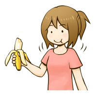 バナナを食べる女性のイラスト