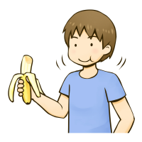 バナナを食べる男性のイラスト