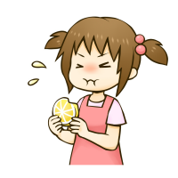 レモンを食べる女の子のイラスト