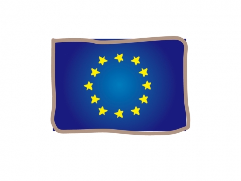 かわいいEU (欧州共同体)の旗のイラスト
