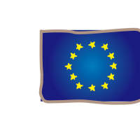 かわいいEU (欧州共同体)の旗のイラスト