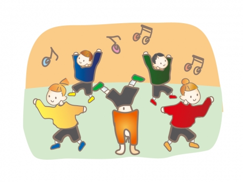 楽しくダンスを踊る子どもたちのイラスト