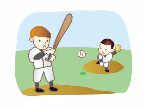 野球を楽しむ男の子のイラスト