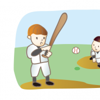 野球を楽しむ男の子のイラスト