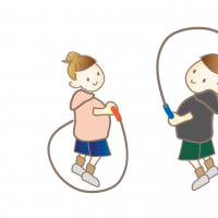縄跳びの練習をしている子どものイラスト