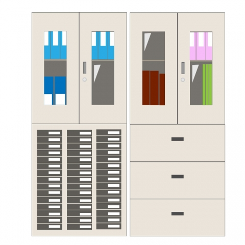 書類のはいったキャビネットのイラスト