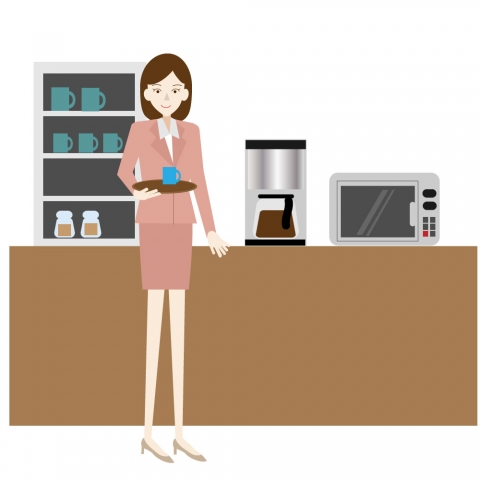 コーヒーを入れる女性のイラスト