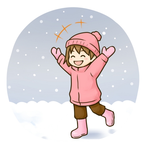 雪が降ってはしゃぐ女の子のイラスト 無料イラストのimt 商用ok 加工ok